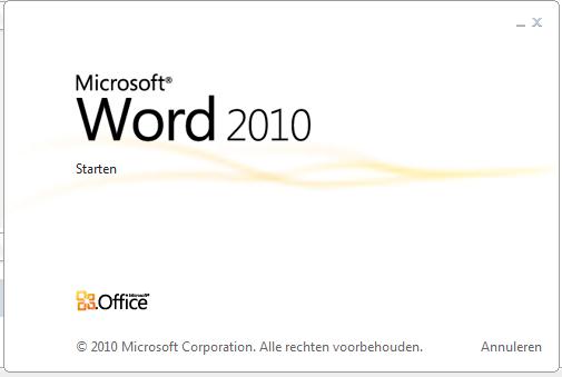 opstarten Word 2010
